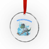 Hockeysaurus Crystal Glass Ornament Funny Dinosaur Playing Ice Hockey Gift - Wonder Print Shop