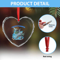 Hockeysaurus Heart Crystal Glass Ornament Funny Dinosaur Playing Ice Hockey Gift - Wonder Print Shop