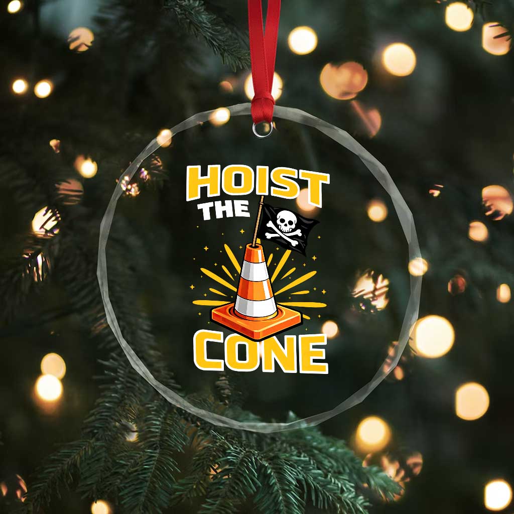 Hoist The Cone Jolly Roger Victory Crystal Glass Ornament Pirate Skull Baseball Sports Fan IYKYK Meme