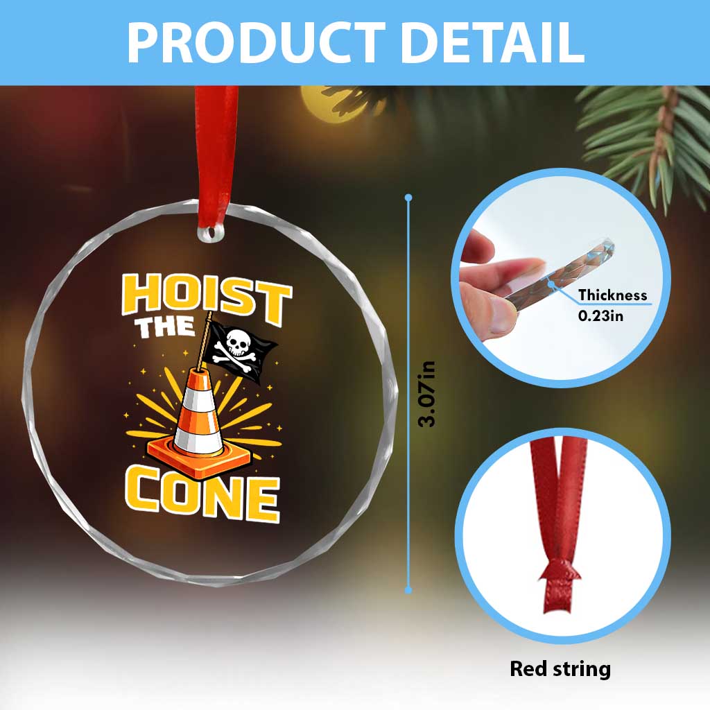 Hoist The Cone Jolly Roger Victory Crystal Glass Ornament Pirate Skull Baseball Sports Fan IYKYK Meme