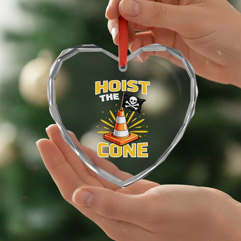 Hoist The Cone Jolly Roger Victory Heart Crystal Glass Ornament Pirate Skull Baseball Sports Fan IYKYK Meme