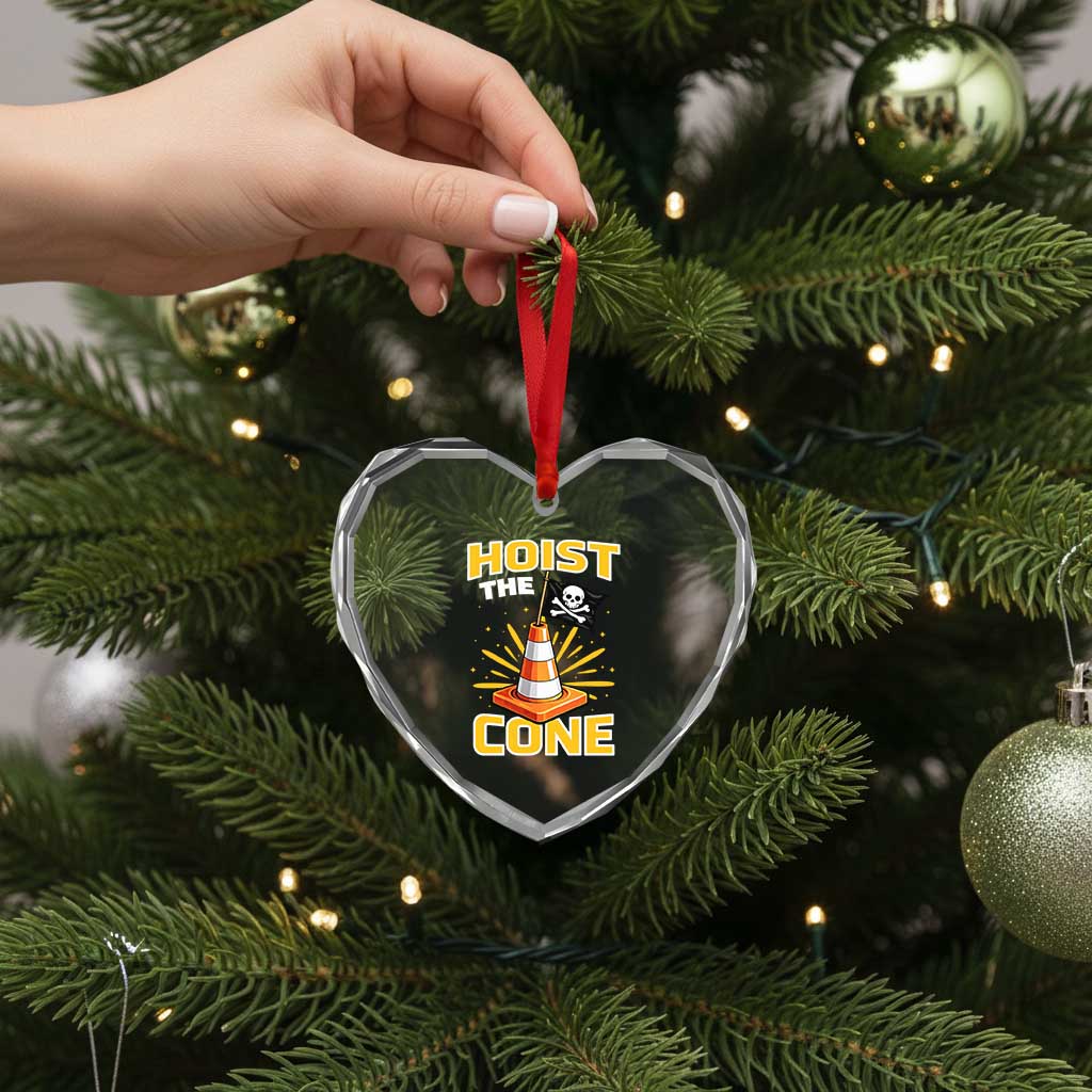 Hoist The Cone Jolly Roger Victory Heart Crystal Glass Ornament Pirate Skull Baseball Sports Fan IYKYK Meme