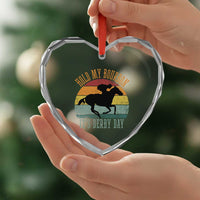 Hold My Bourbon It’s Derby Day Vintage Sunset Heart Crystal Glass Ornament Funny Horse Racing Enthusiast Retro Graphic