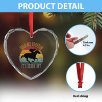 Hold My Bourbon It’s Derby Day Vintage Sunset Heart Crystal Glass Ornament Funny Horse Racing Enthusiast Retro Graphic