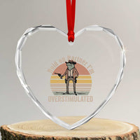 Hold On Partner I'm Overstimulated Heart Crystal Glass Ornament Funny Cowboy Frog Retro Vintage - Wonder Print Shop