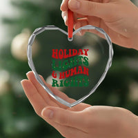 Holiday Lights And Human Rights Heart Crystal Glass Ornament Supporter Gift For Civil Rights - Wonder Print Shop