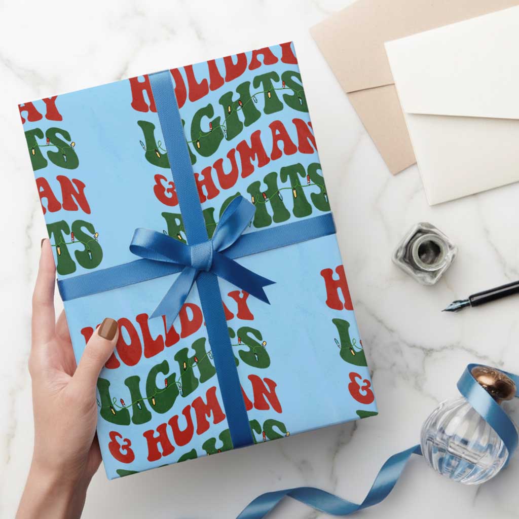 Holiday Lights And Human Rights Wrapping Paper Roll Supporter Gift For Civil Rights - Wonder Print Shop