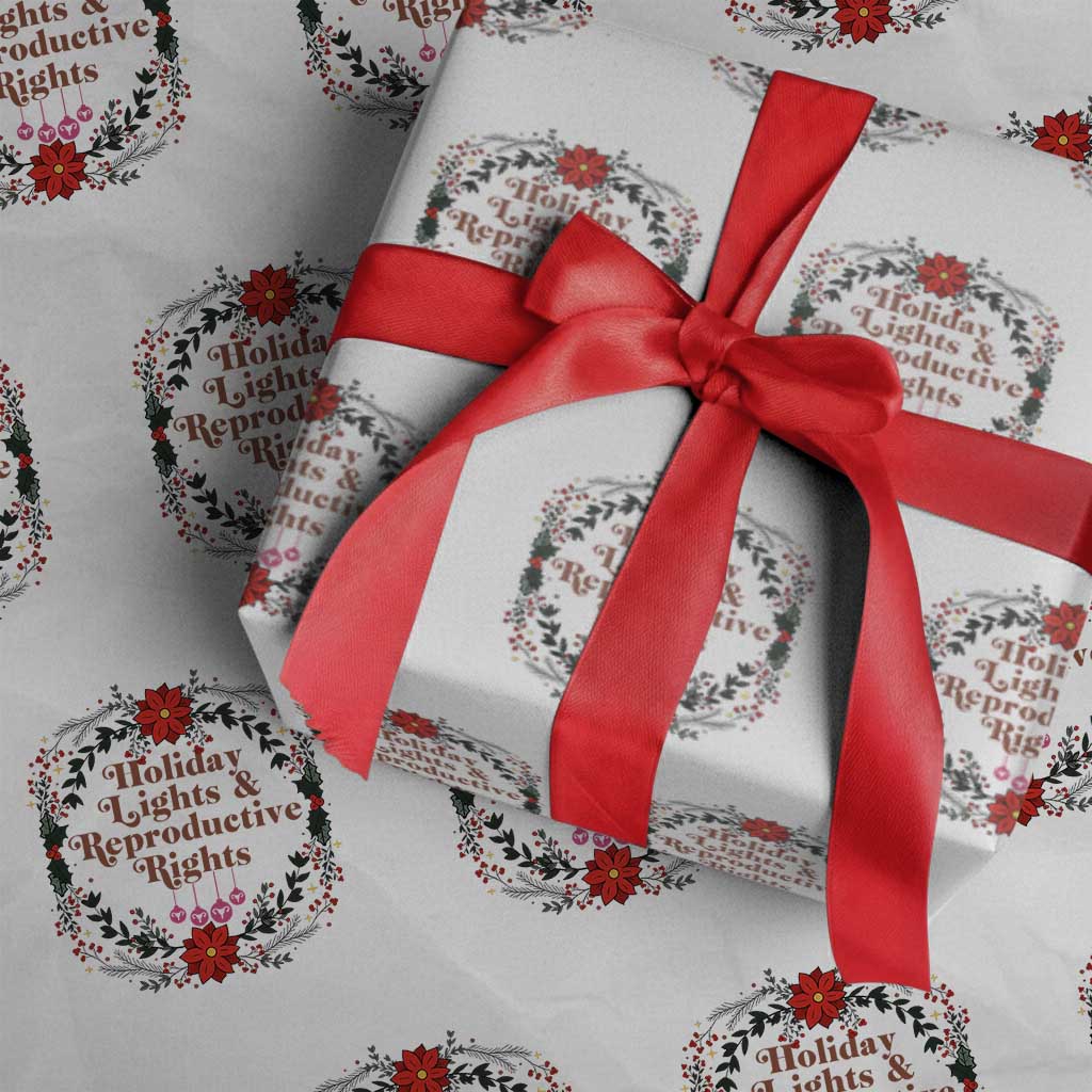 Holiday Lights And Reproductive Rights Wrapping Paper Roll Funny Feminist Christmas Gift - Wonder Print Shop