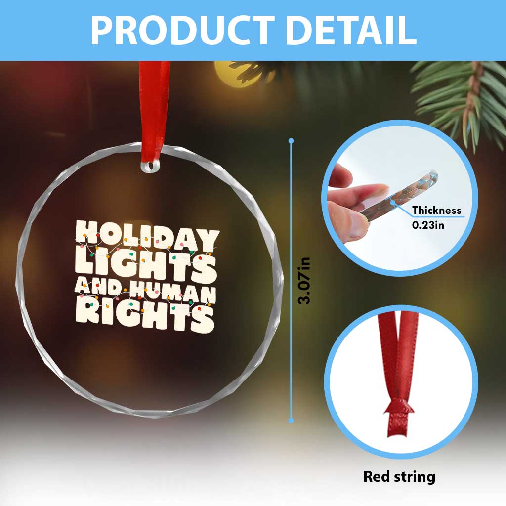 Holiday Lights Human Rights Christmas Crystal Glass Ornament - Wonder Print Shop