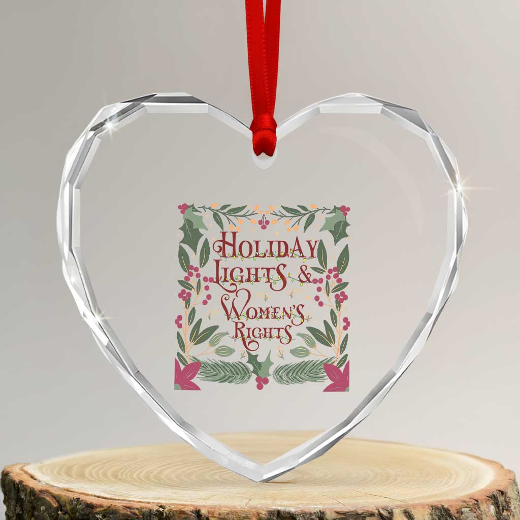 Holiday Lights Womens Rights Supporter Heart Crystal Glass Ornament Feminist Activist Christmas Gift - Wonder Print Shop