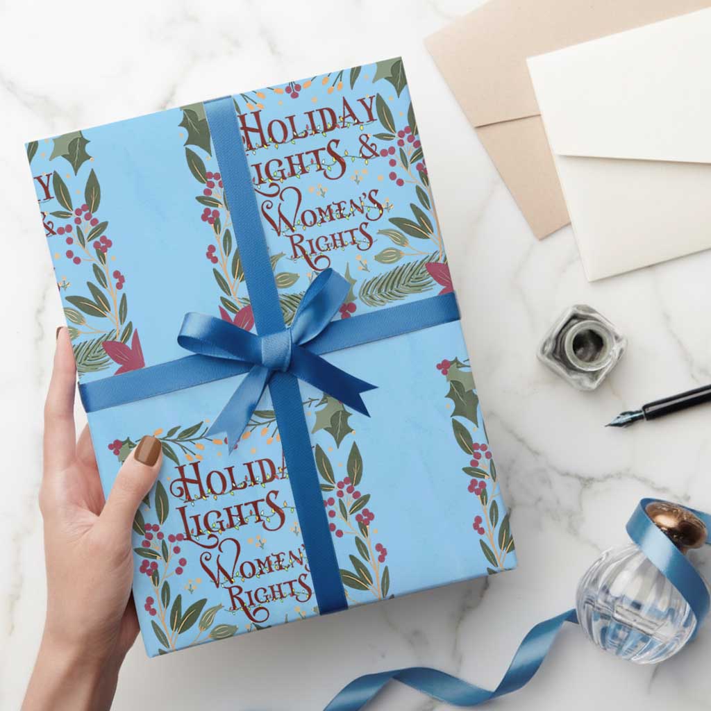 Holiday Lights Womens Rights Supporter Wrapping Paper Roll Feminist Activist Christmas Gift - Wonder Print Shop