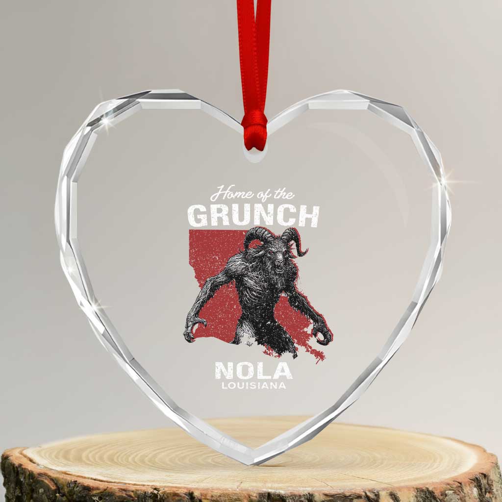 Home Of The Grunch Nola Louisiana Heart Crystal Glass Ornament New Orleans Urban Legend