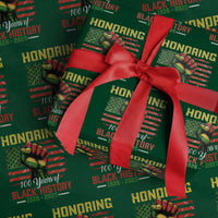 Honoring 100 Years Of Black History Wrapping Paper Roll Hand Fist Vintage American Flag