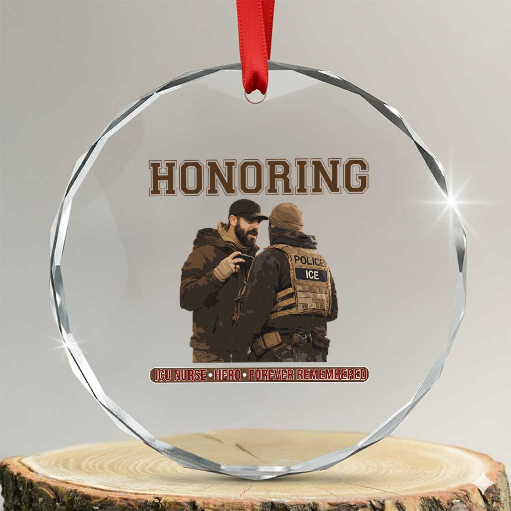 Honoring Alex Pretti ICU Nurse Tribute Support Gift Crystal Glass Ornament