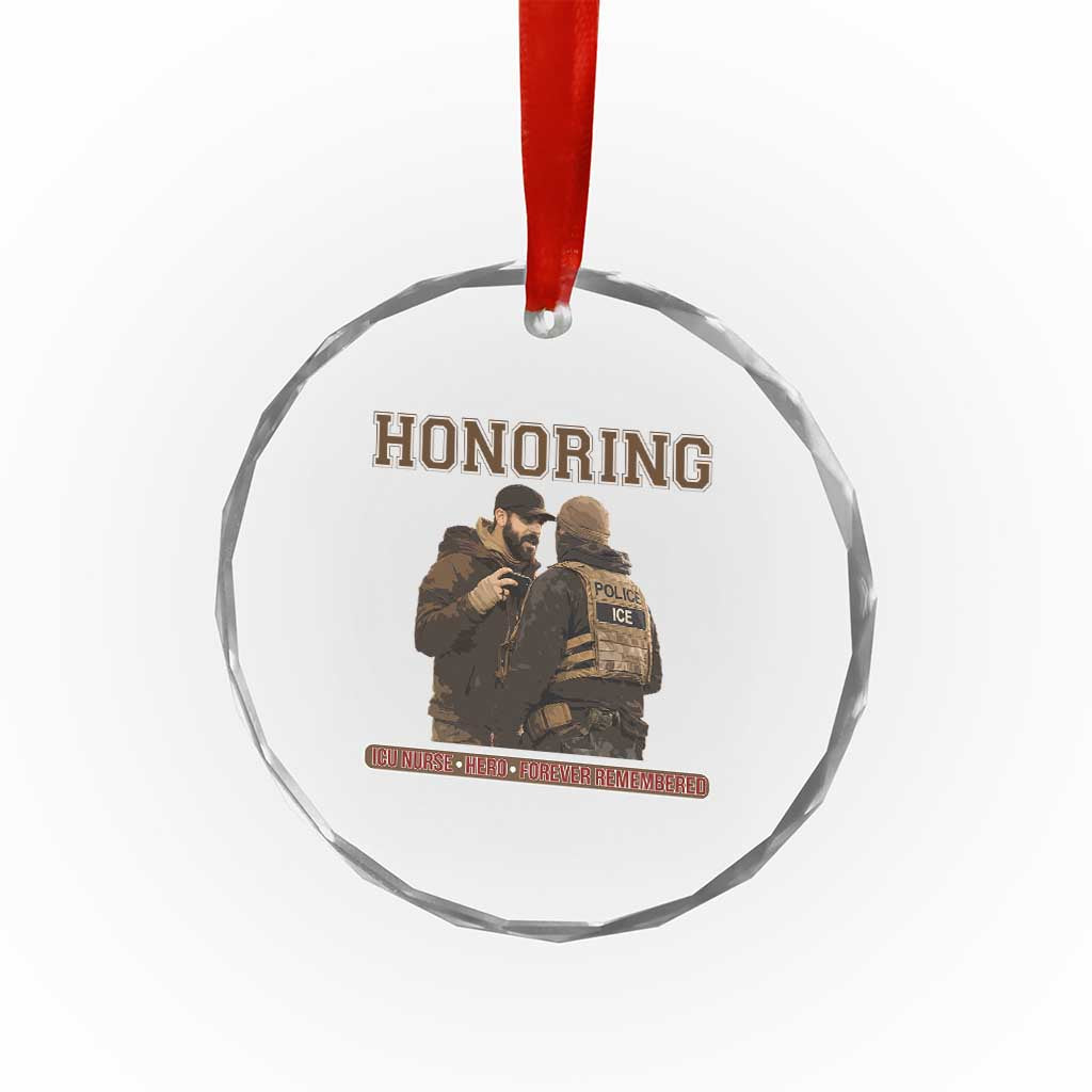 Honoring Alex Pretti ICU Nurse Tribute Support Gift Crystal Glass Ornament
