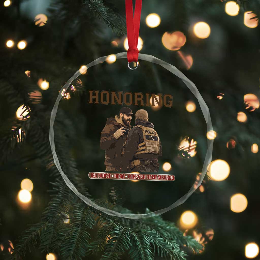 Honoring Alex Pretti ICU Nurse Tribute Support Gift Crystal Glass Ornament