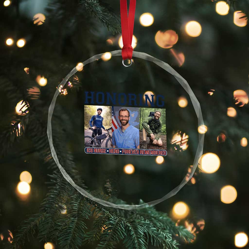 Honoring Alex Pretti Memorial Crystal Glass Ornament ICU Nurse Hero Tribute Minneapolis