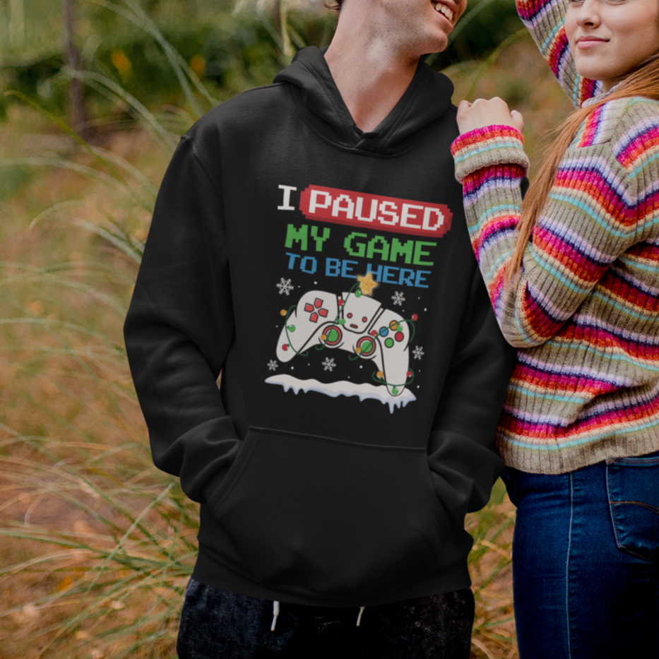Christmas Gamer I Paused My Game To Be Here Hoodie - Wonder Print Shop