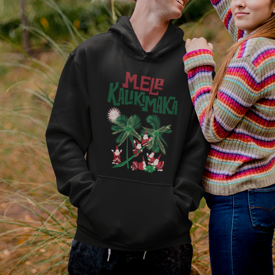 Mele Kalikimaka Santa Climb Palm Tree Hawaiian Christmas Hoodie - Wonder Print Shop