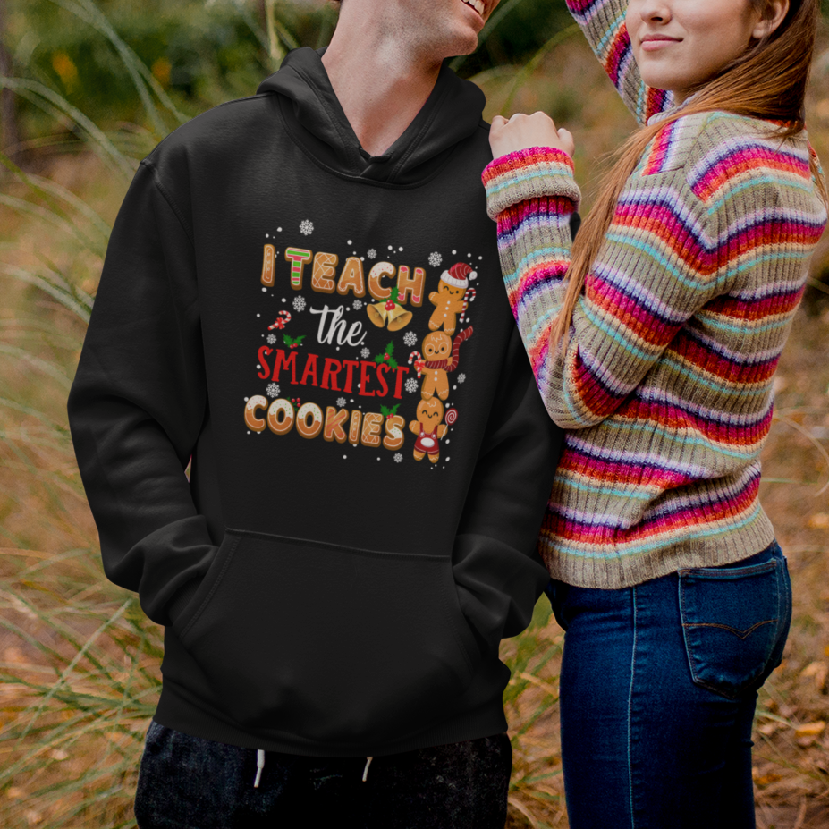 Teacher Christmas Hoodie I Teach The Smartest Cookies Gingerbread Man Students - Wonder Print Shop