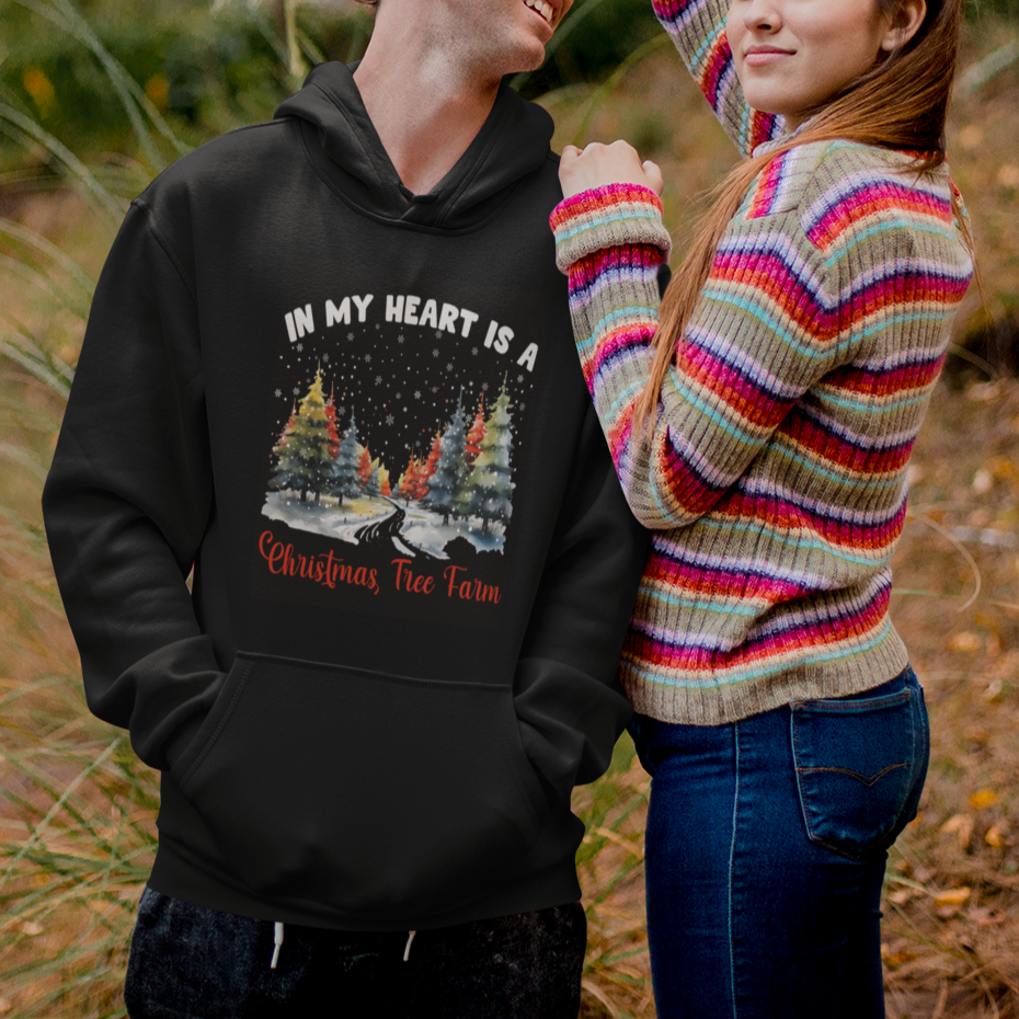 Funny Christmas Hoodie In My Heart Is A Xmas Tree Farm Retro Vintage Clothing - Wonder Print Shop