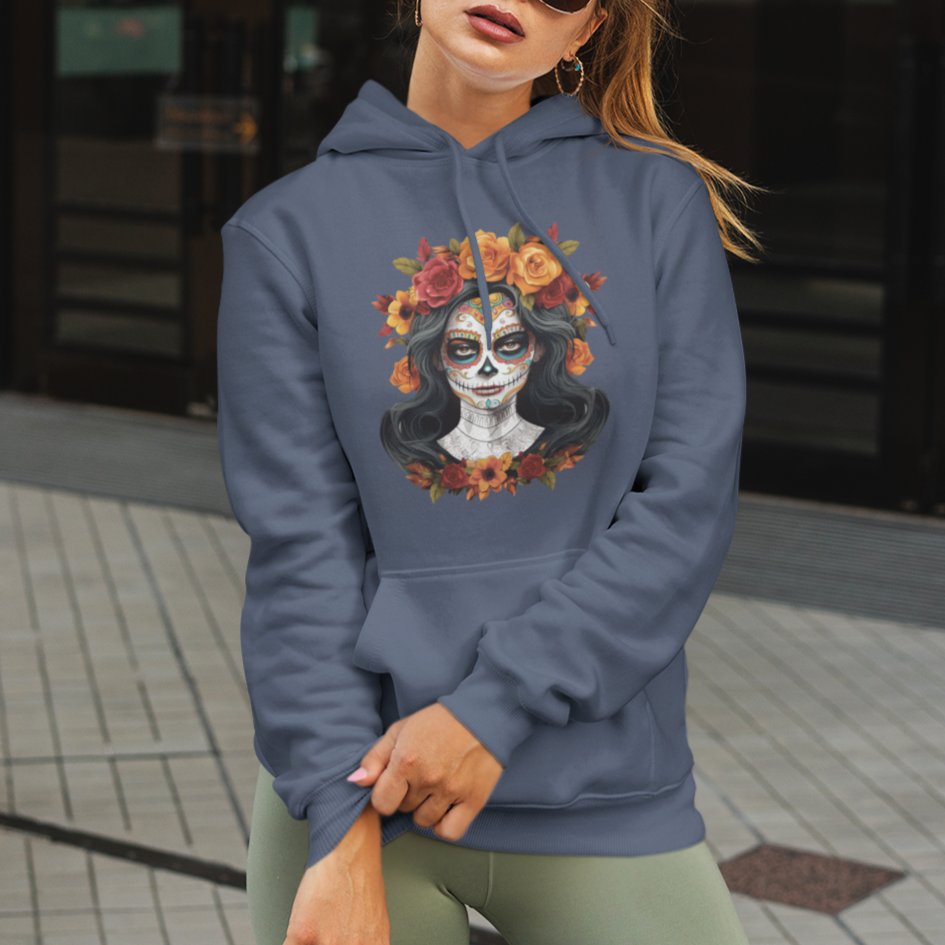 Day of the Dead Women Hoodie De Los Muertos Calavera La Catrina Sugar Skull Women - Wonder Print Shop