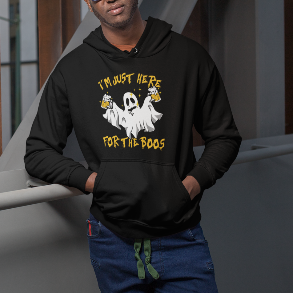 Ghost Halloween Costume Hoodie I'm Just Here For The Boos Drunk Drinking Boo Sheet - Wonder Print Shop
