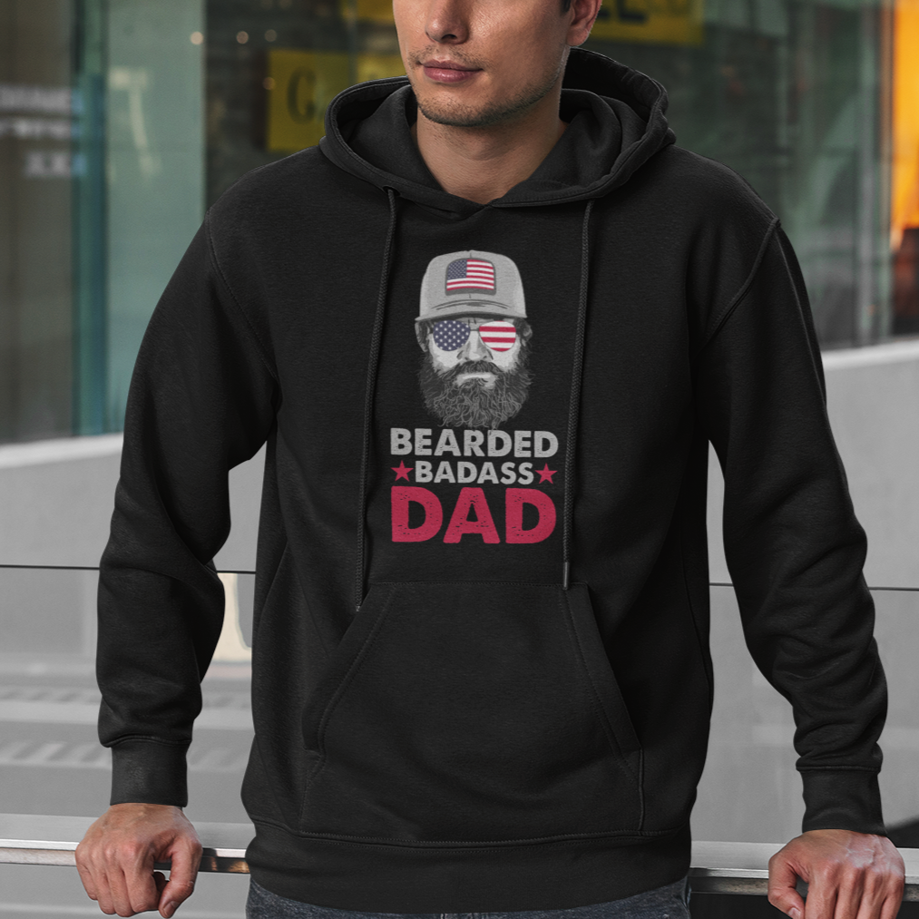 Funny Patriots American Men Bearded Badass Dad Hoodie - Wonder Print Shop