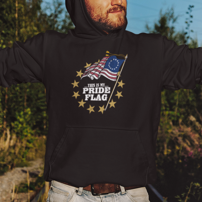 Betsy Ross Flag Hoodie This Is My Pride Flag American Patriotic - Wonder Print Shop