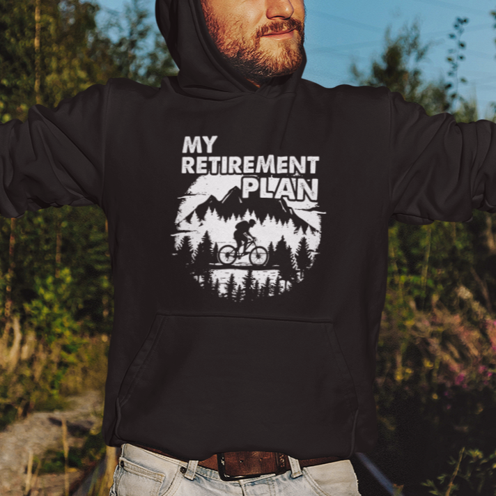 Retirement Plan Hoodie Funny Retired Rider Riding Bicycle - Wonder Print Shop