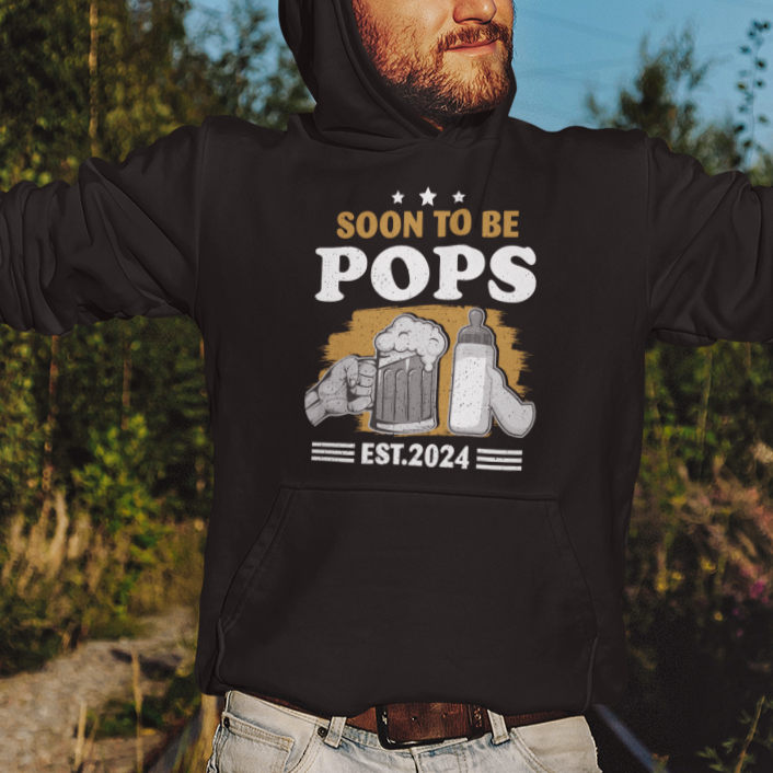 Soon to be Pops 2024 New Daddy Announcement Hoodie - Wonder Print Shop