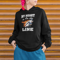 Football Mom Hoodie My Heart Is On That Line Rugby Player - Wonder Print Shop