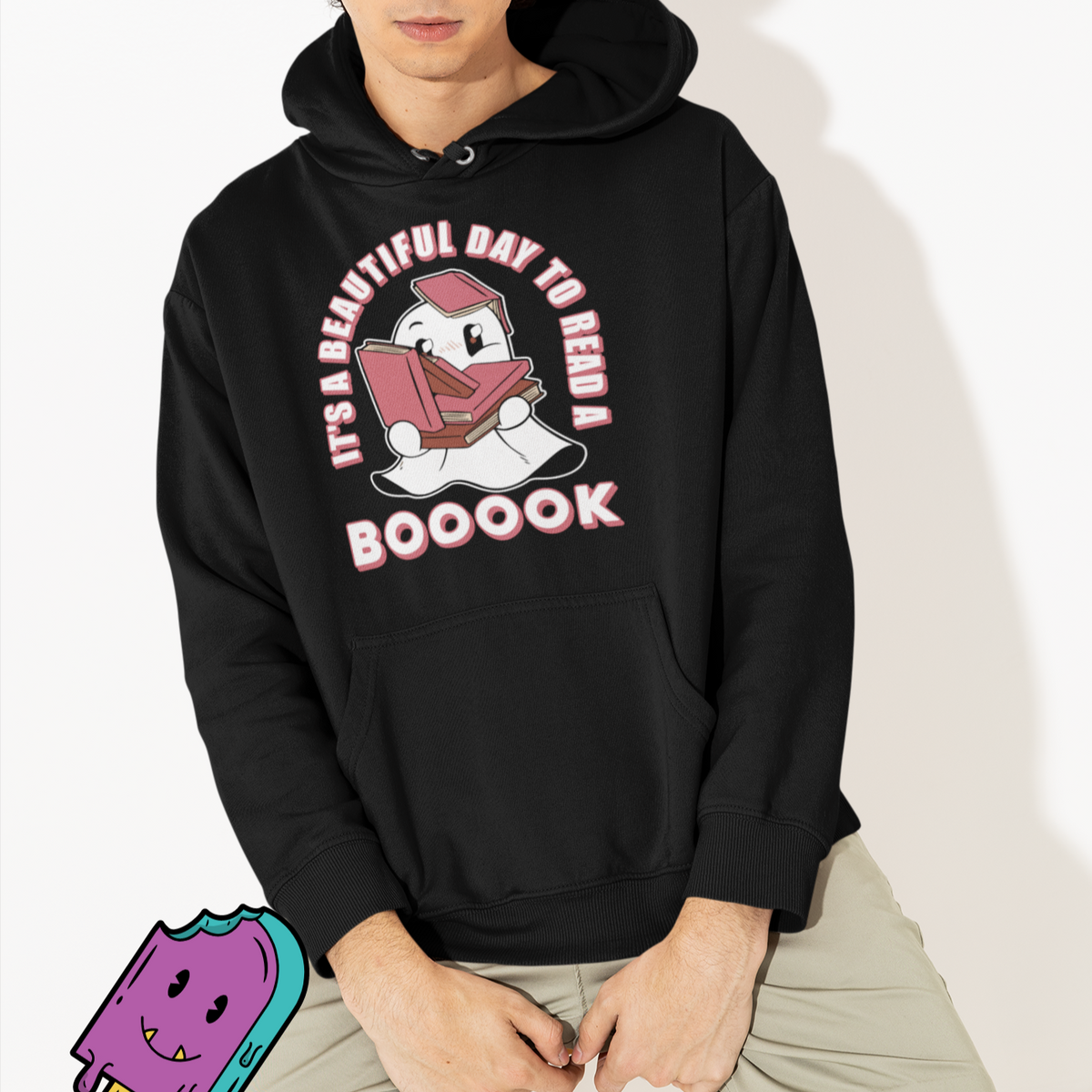 Halloween Reading Hoodie It's A Beautiful Day To Read A Book Cute Ghost Boo Sheet - Wonder Print Shop