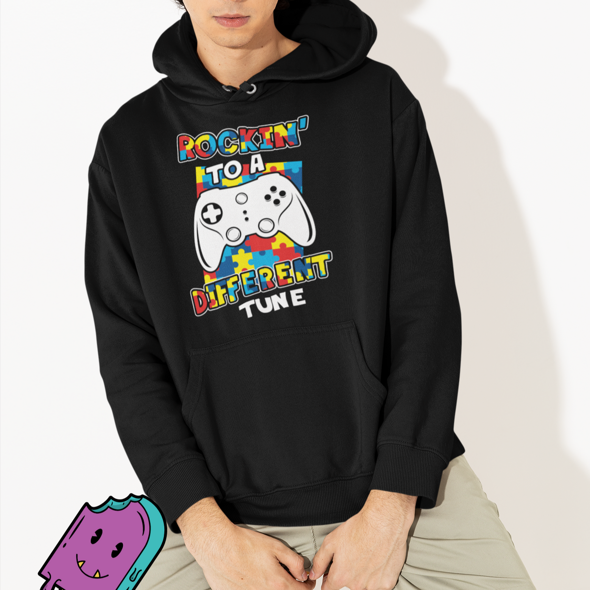 Autism Awareness Hoodie Rocking To A Different Tune Autistic Gamer - Wonder Print Shop