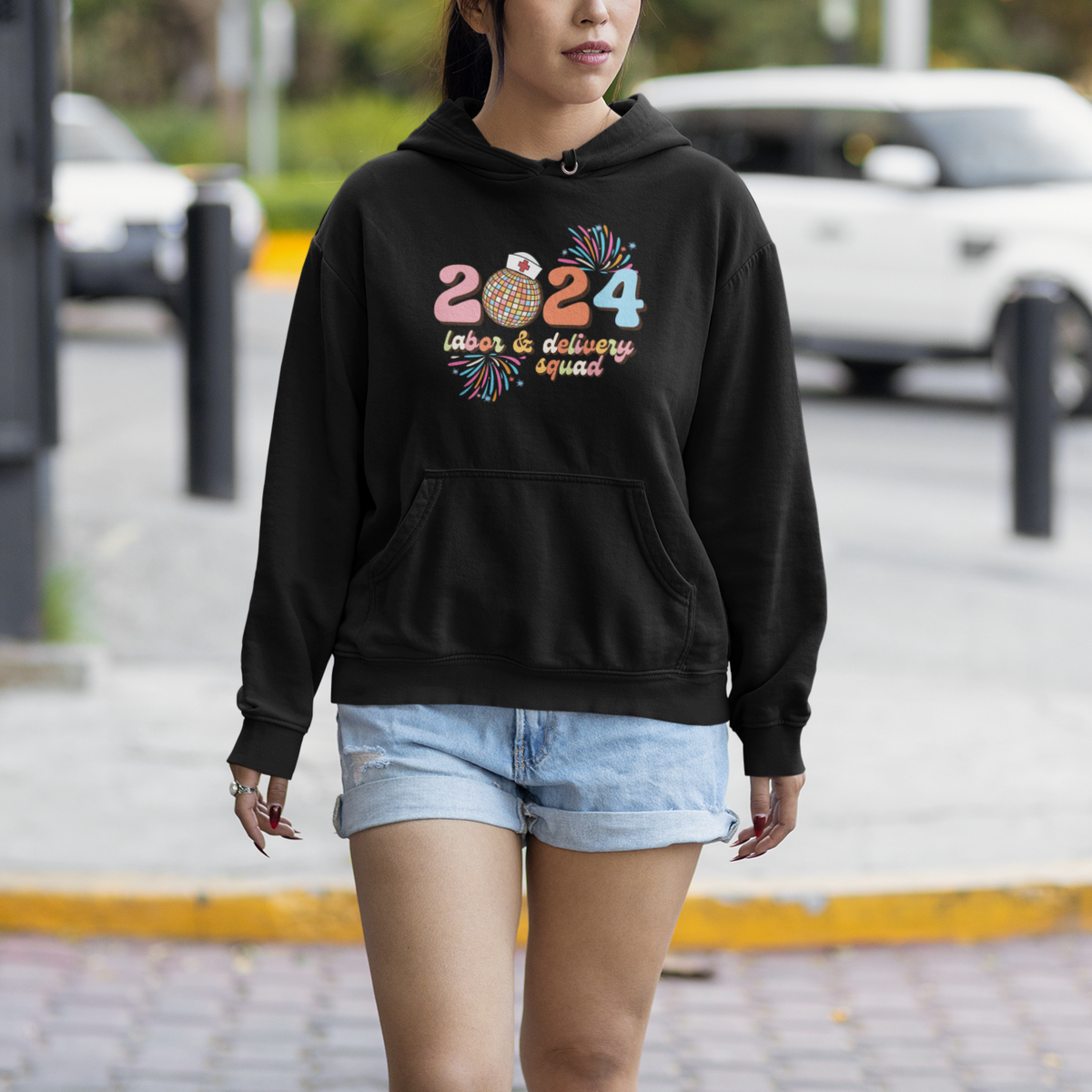 Groovy 2024 Disco Ball and Delivery Squad New Years Eve Hoodie - Wonder Print Shop