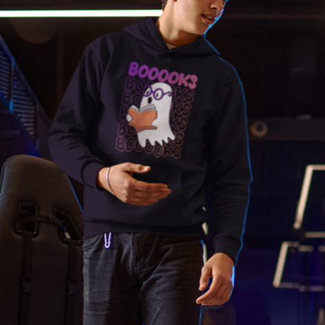 Halloween Reading Hoodie Booooks Cute Ghost Nerd Boo Sheet - Wonder Print Shop