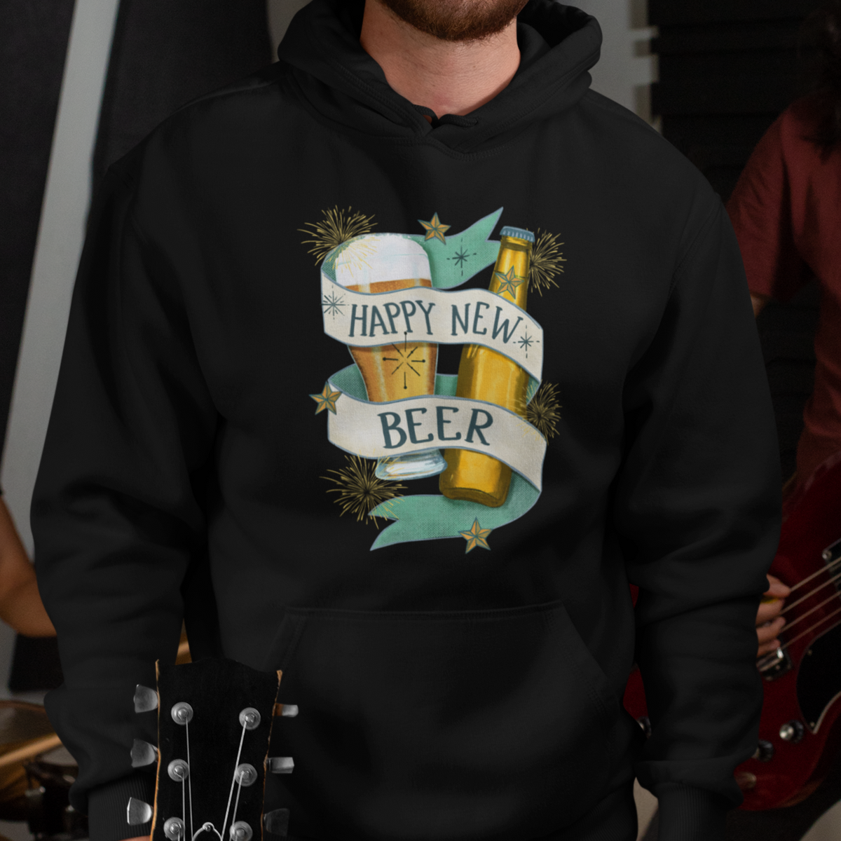 Happy New Beers Funny New Year Eve NYE Party Beer Lover Hoodie - Wonder Print Shop