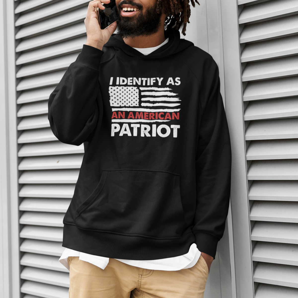 Patriotic Hoodie I Identify As An American Patriot American Flag - Wonder Print Shop