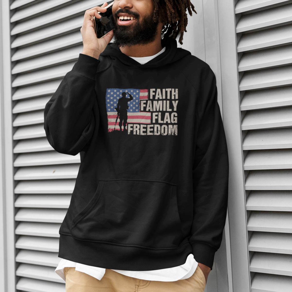 American Patriotic Hoodie Faith Family Flag Freedom US Flag Patriot - Wonder Print Shop