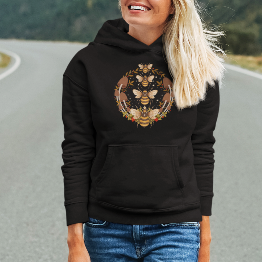Cottagecore Dark Academia Spiritual Animal Bee Hoodie - Wonder Print Shop