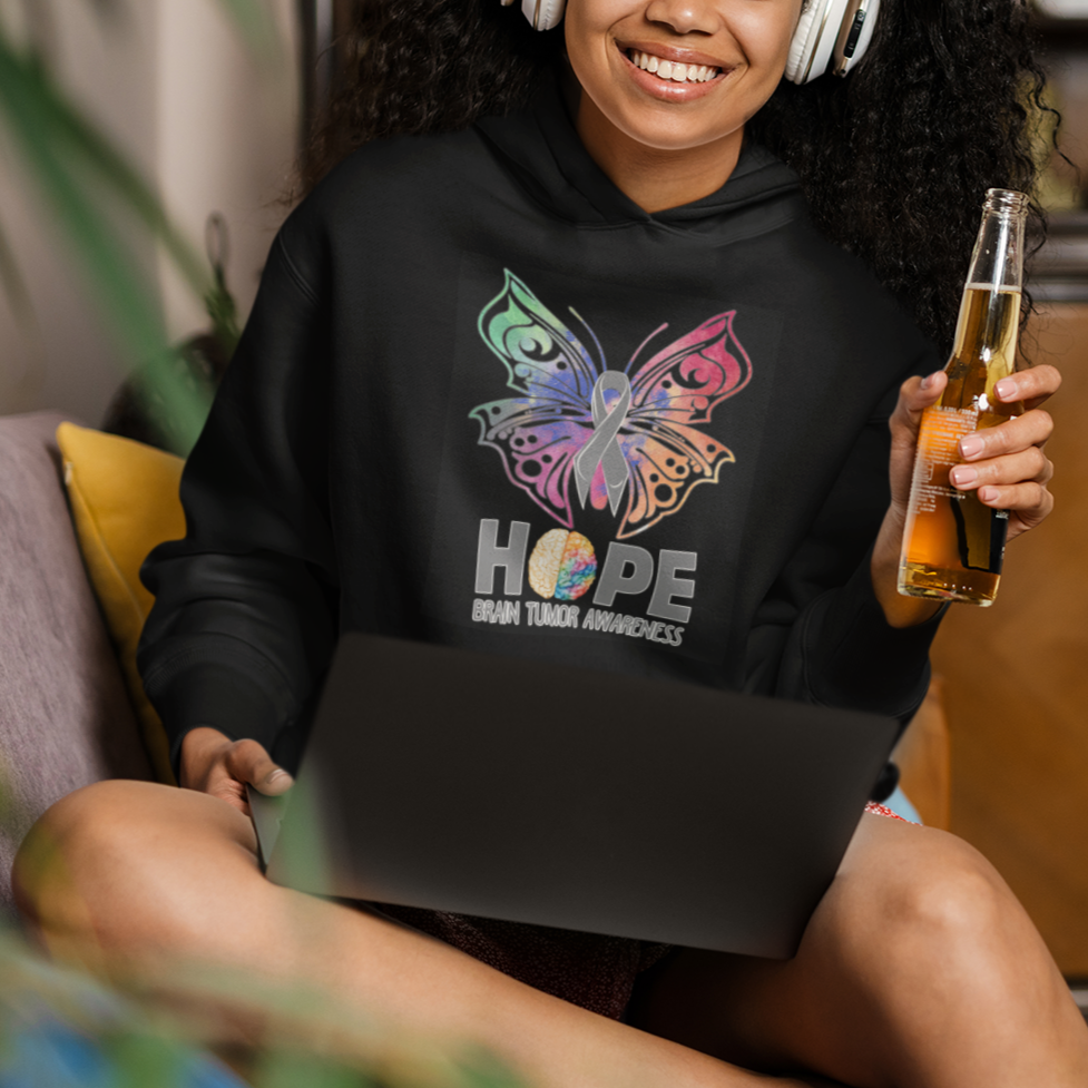 Brain Cancer Hoodie Hope Brain Tumor Awareness Support Brain Cancer Survivor - Wonder Print Shop