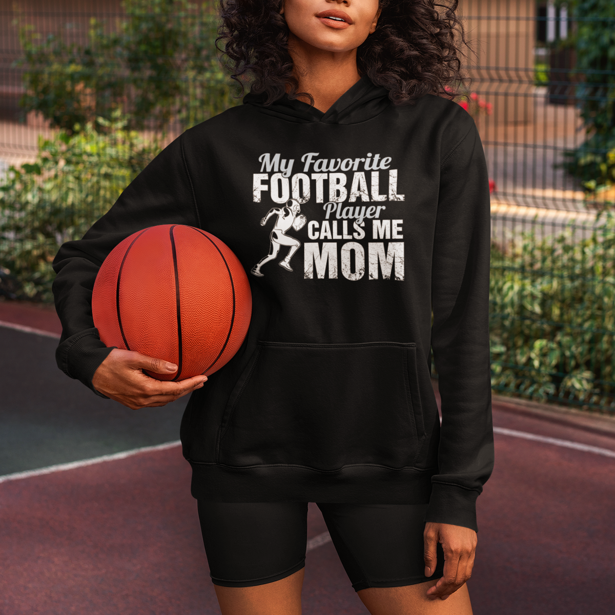 Football Mom Hoodie My Favorite Football Player Calls Me Mom - Wonder Print Shop