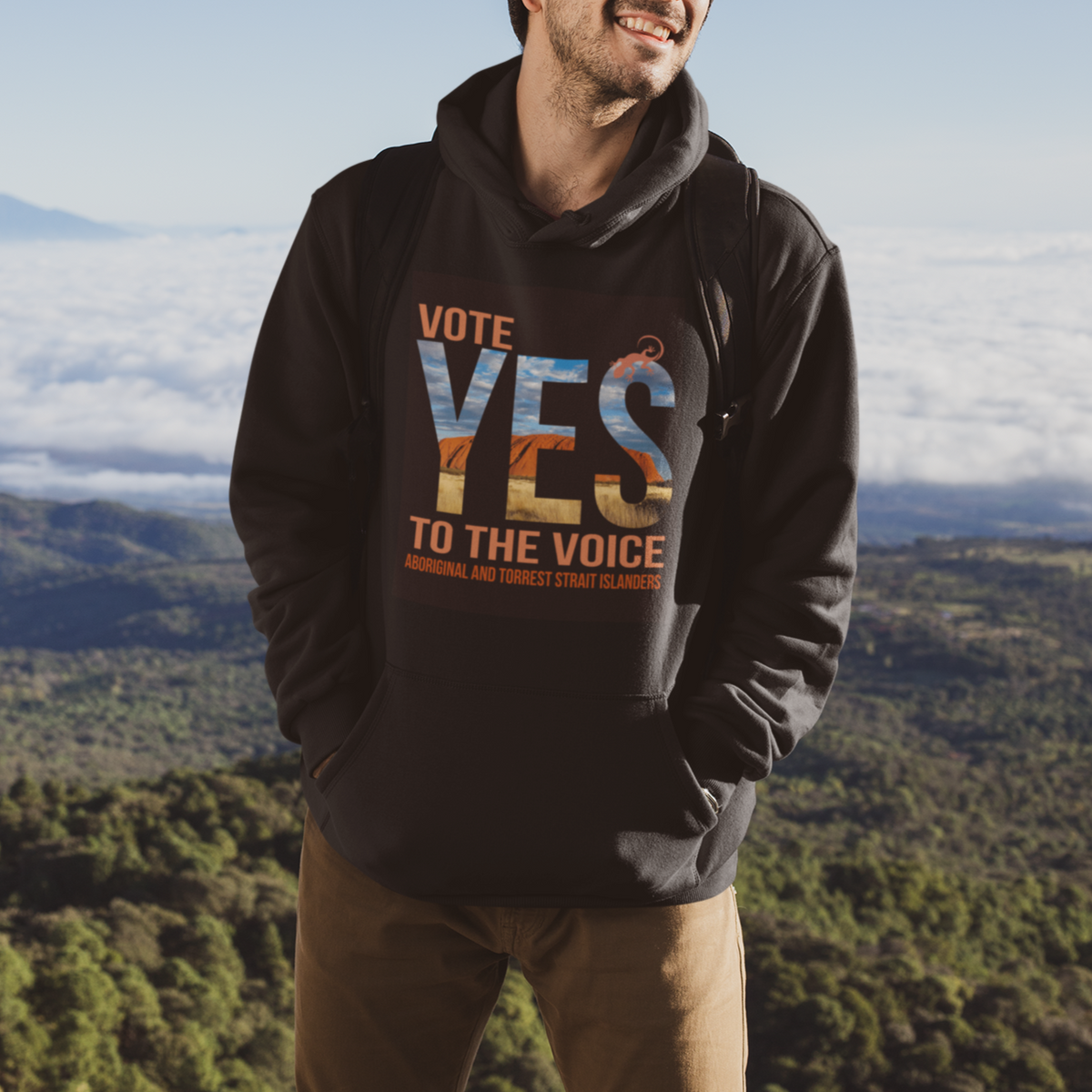 Australia Indigenous Hoodie Vote Yes To The Voice Aboriginal And Torres Strait Islanders - Wonder Print Shop