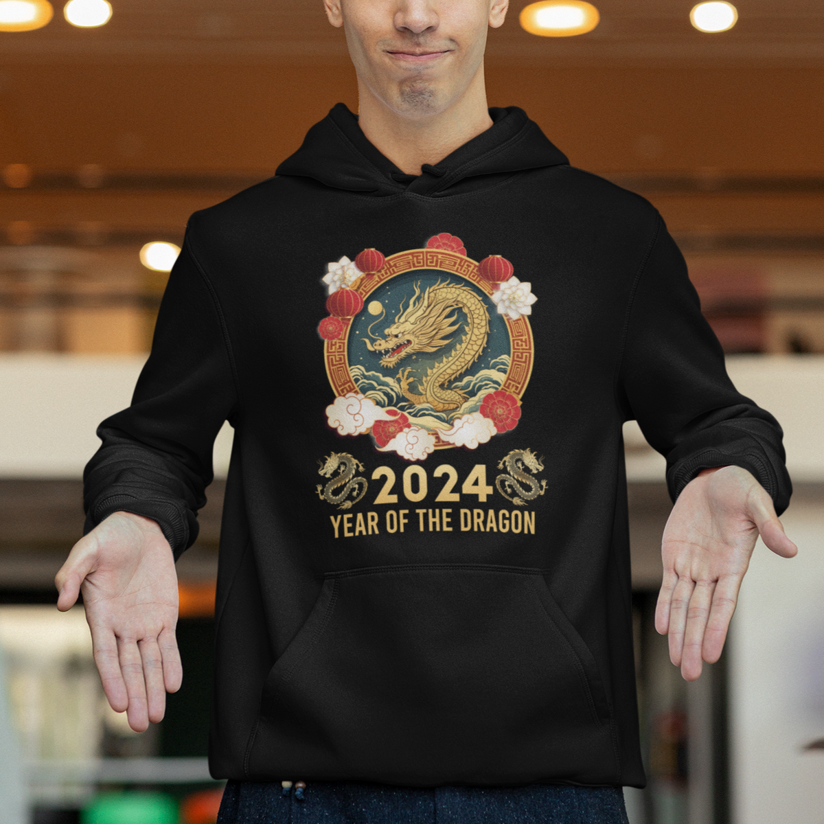 Lunar New Year Chinese Happy 2024 Year of the Dragon Hoodie - Wonder Print Shop