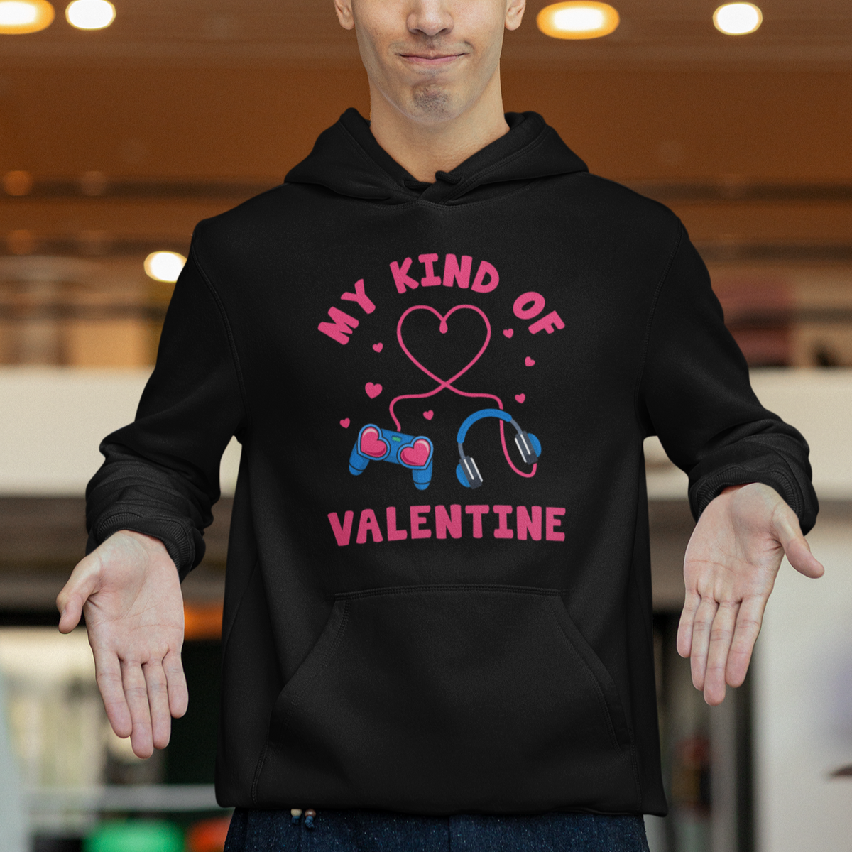 Valentine's Day Hoodie My Kind Of Valentine Gaming Gamer Men Boy Kid - Wonder Print Shop