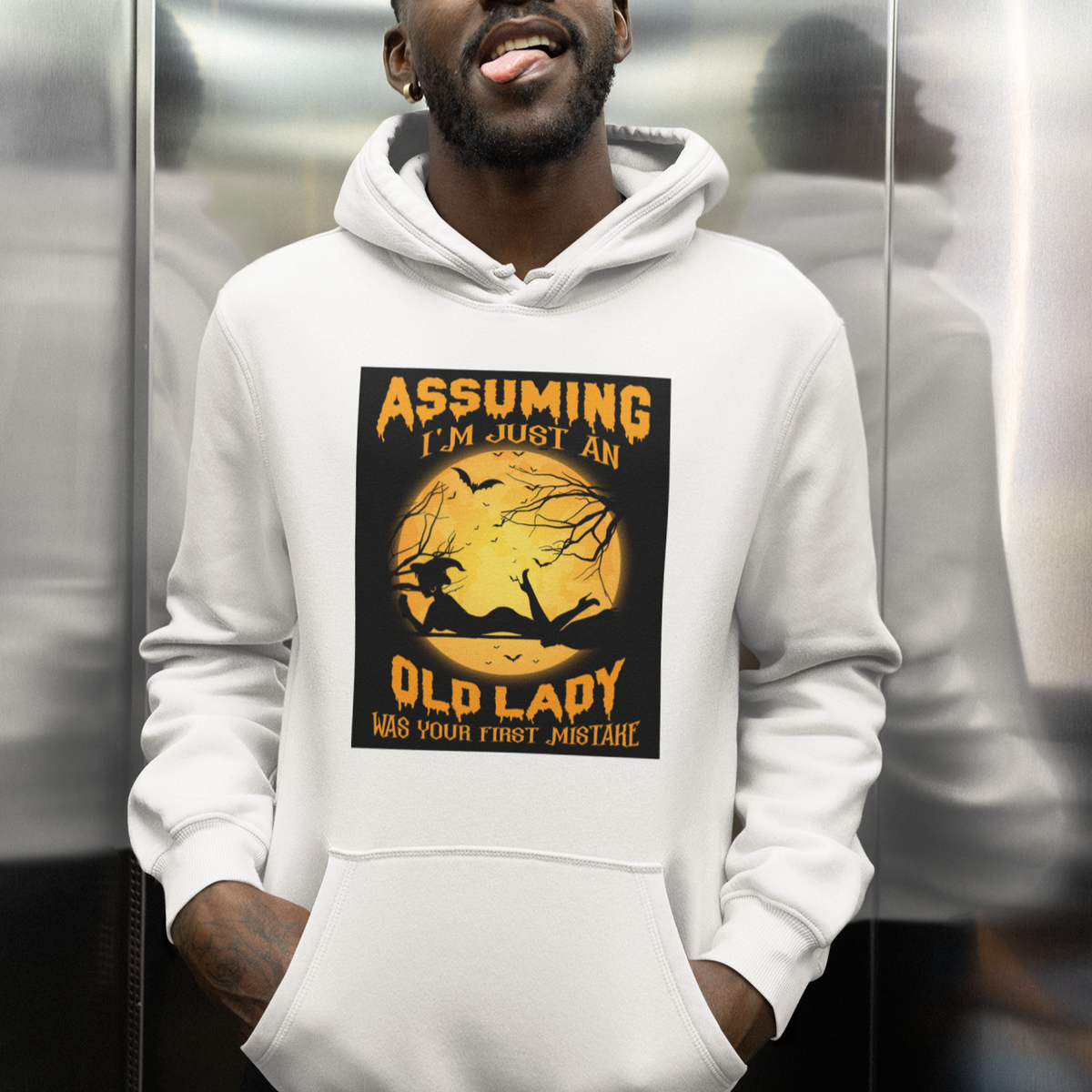 Halloween Witch Hoodie Assuming I'm Just An Old Lady Was Your First Mistake - Wonder Print Shop