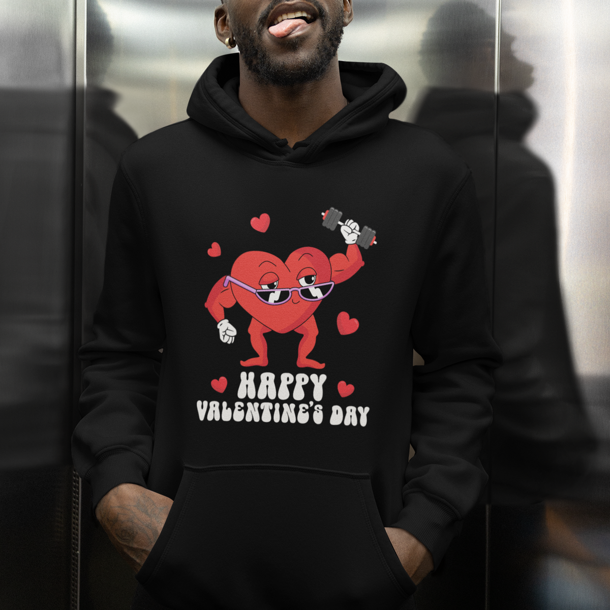 Happy Valentine's Day Gymer Heart Weightlifting Funny Deadlift Fitness Hoodie - Wonder Print Shop