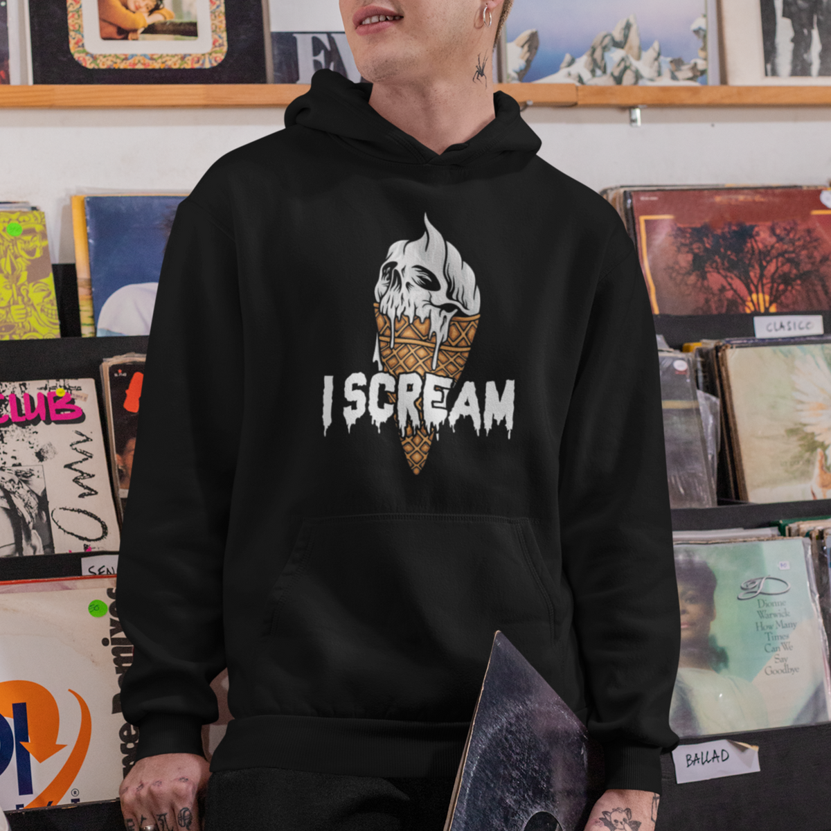 Halloween Hoodie I Scream Ice Cream Ghost - Wonder Print Shop