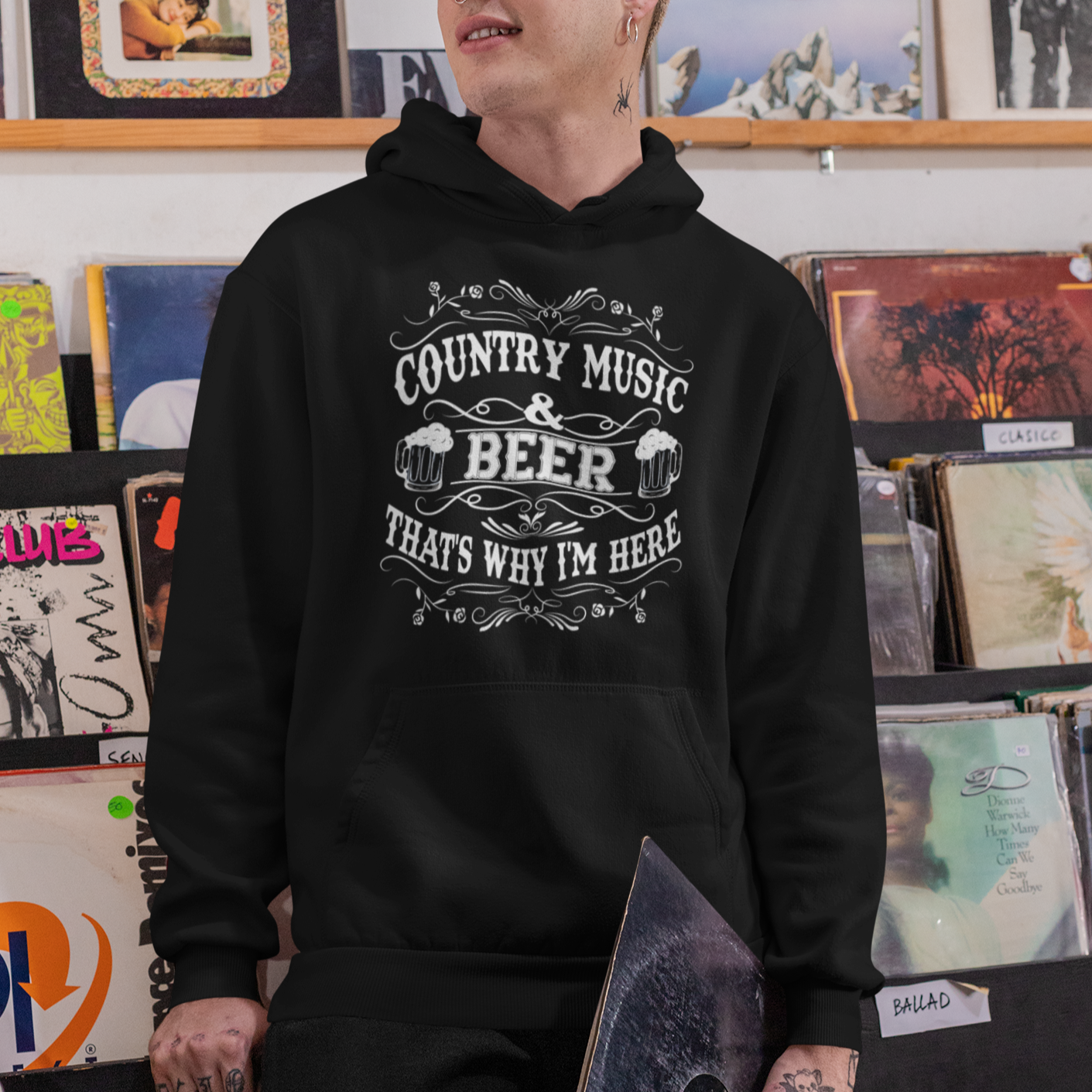 Beer Lover Hoodie Country Music And Beer That's Why I'm Here Funny Drinking - Wonder Print Shop