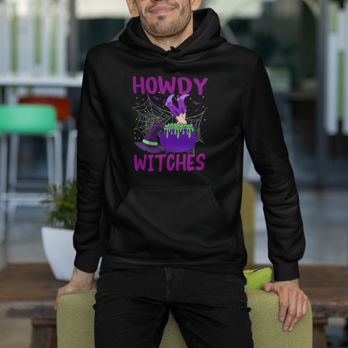Halloween Witch Hoodie Howdy Witches Western Cowgirl - Wonder Print Shop